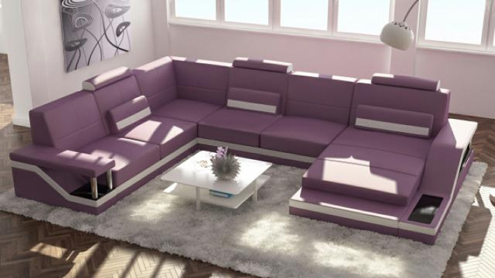 Designer Wohnlandschaft U-Form mit USB Ecksofa Polster Garnitur Eckgarnitur Sofa