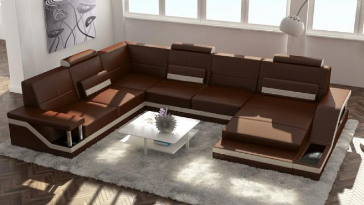 Designer Wohnlandschaft U-Form mit USB Ecksofa Polster Garnitur Eckgarnitur Sofa