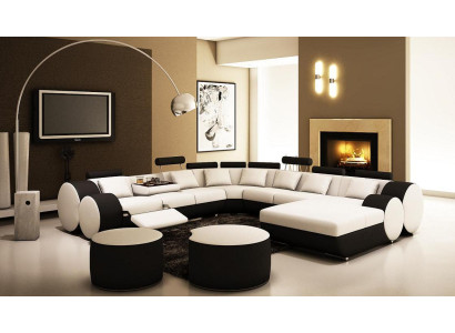 Designer Ledersofa Mit USB XXL Wohnlandschaft Sofa Polsterecke Ecksofa Neu Sofas