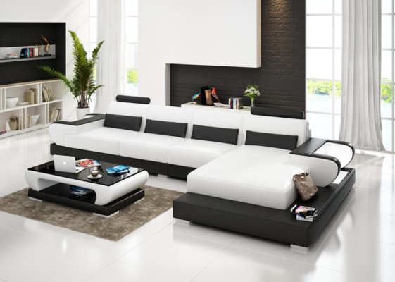 Ledersofa Couch Wohnlandschaft Ecksofa Eck Garnitur Design Modern Sofa G8003C