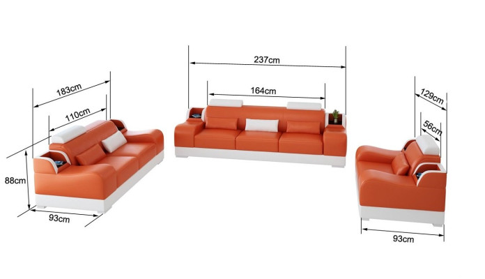 Sofagarnitur Couch Polster Sofa 3+1+1 Garnituren Design Leder 3tlg. Komplett Set