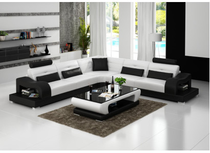 Ledersofa Couch Wohnlandschaft Dekor Eck Ecksofa Modern Garnitur Design