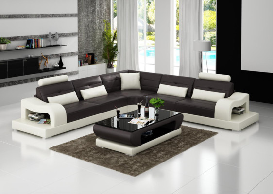 Ledersofa Couch Wohnlandschaft Dekor Eck Ecksofa Modern Garnitur Design