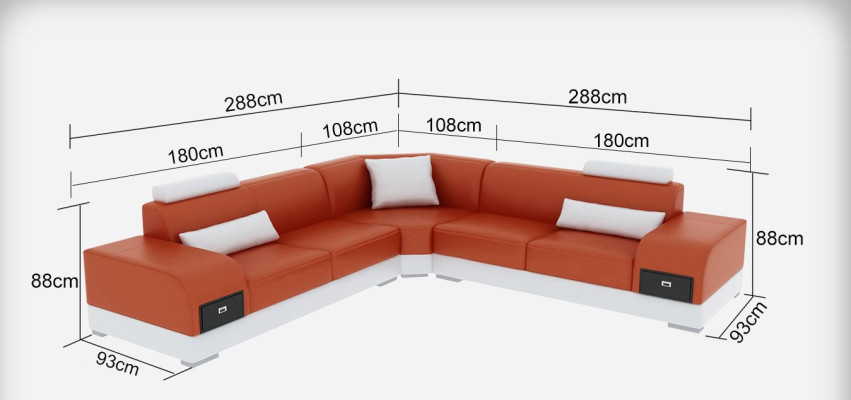 Ledersofa Couch Wohnlandschaft Ecksofa Eck Garnitur Design Modern Sofa USB Neu