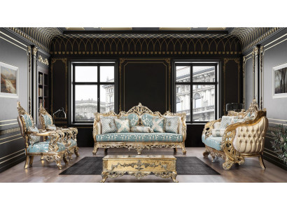 Sofagarnitur 3+3+1+1 Sitzer Couchtisch Sofa Sessel Sofas Stoff Luxus Set 5tlg