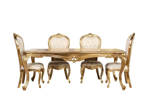 Esszimmer Garnitur Set Tisch 6x Stühle Anrichte Spiegel Essgruppe 9tlg