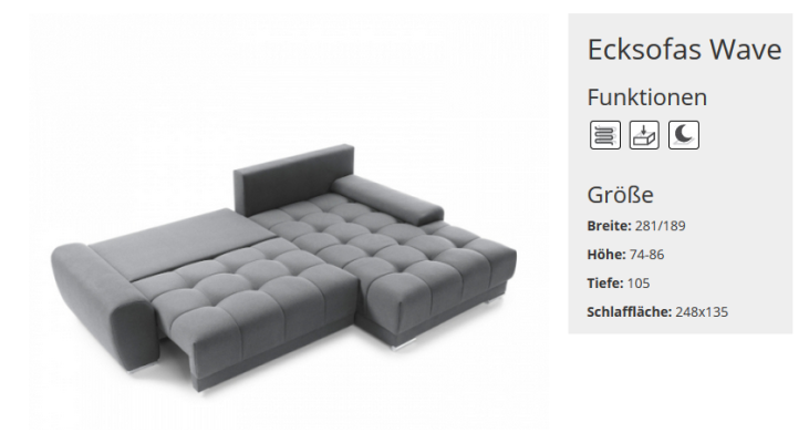 Textil Sofa Ecksofa Couch Wohnlandschaft Couchen Sofas Polster Sitz
