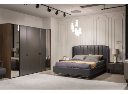 Schlafzimmer Set Bett 2x Nachttisch Kleiderschrank Schminktisch mit Spiegel 5tlg