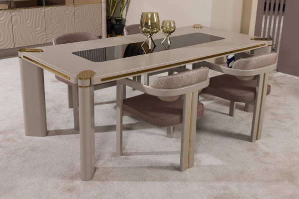 Esszimmer Set 4x Stühle Esstisch Set Esszimmer Designer Holz Stühle Garnitur Neu
