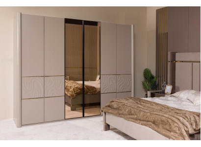 Kleiderschrank Schrank Luxus Schlafzimmer Schränke Möbel Taupe Holz