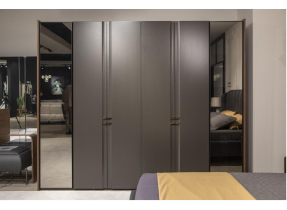 Moderner Kleiderschrank Luxus Schrank Holz Schränke Glas Taupe Schlafzimmer