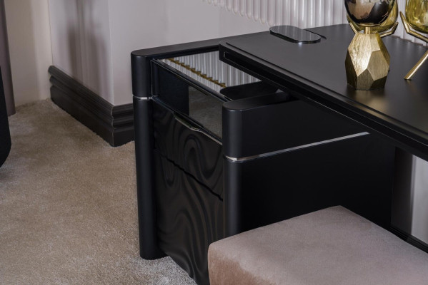 Schminktisch mit Spiegel Hocker Make Up Schlafzimmer Design Möbel Holz 2tlg.