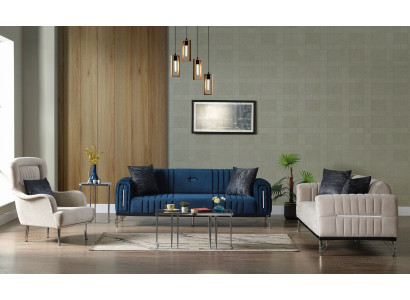 Modern Sofagarnitur 3+3+1 Sitzer Sessel Textil Sofa 3tlg. Set Design Neu