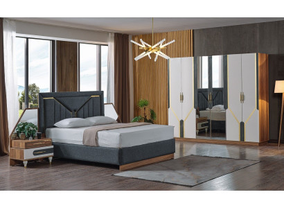 Schlafzimmer Set Bett + 2x Nachttische + Kleiderschrank Design Möbel 4 tlg. Neu