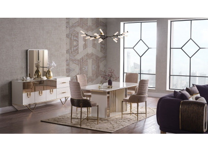 Design Esszimmer Komplett Esstisch + 6x Stühle+Sideboard Möbel Holztisch Neu