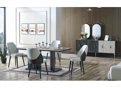 Luxus Esszimmer Set Esstisch 6x Stühle Anrichte Essgruppen Essgruppe 8 tlg