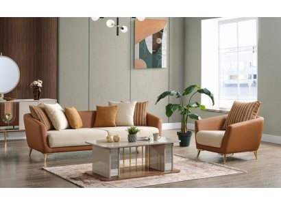 Luxus Sofagarnitur Set Wohnzimmer Sofa set Sofagarnitur 3+1+Couchtisch Modern Neu