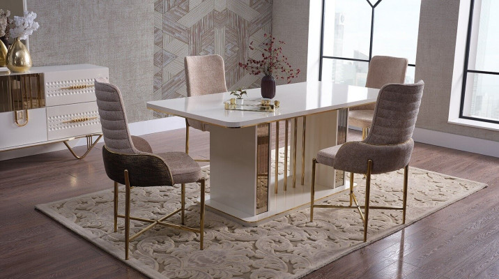 Esszimmer Set Luxus 6x Stühle+Esstisch Essgruppe Garnitur Lehnstühle Anrichte