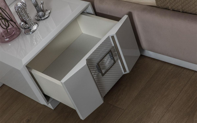 Schlafzimmer Komplett Set Bett 2x Nachttisch Kleiderschrank Neu Design 4 tlg.