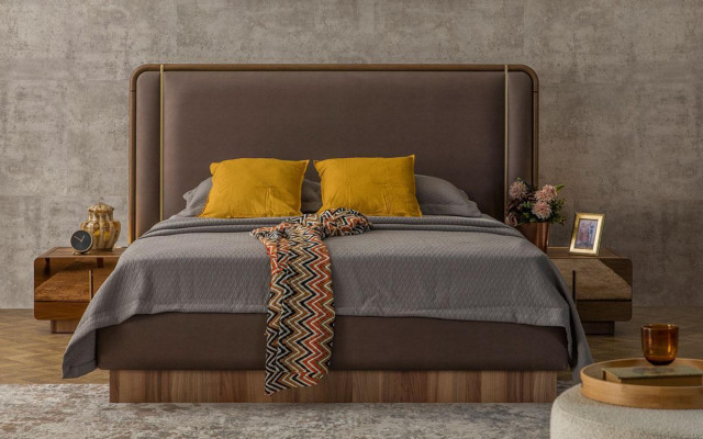 Luxus Schlafzimmer Set Bett + 2x Nachttische+Schrank Holz Komplettes Modern Neu