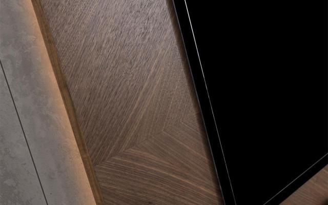 Wohnwänd Wand Holz Modern Stil Regal Wohnzimmer Möbel Schrank RTV mit TV Rahmen