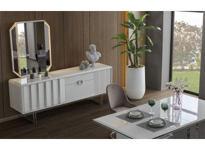Gruppe Sideboard Spiegel Kommode Schränke Holz Möbel Weiß Wohnzimmer