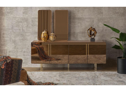Sideboard mit 2x Spiegel Anrichte Luxus Garnitur Kommode Holz Kommoden Modern