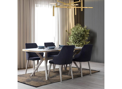 Moderne 7tlg. Esszimmer Garnitur Set Tisch 6x Stühle Moderne Essgarnitur Sets