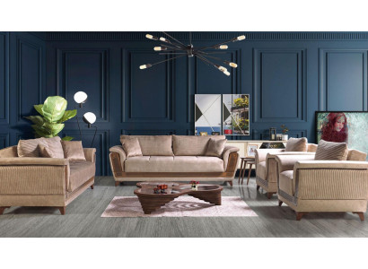 Sofagarnitur 3+2+1+1 Sitzer Textil Modern Komplett Sessel Sofa 3 Sitzer Luxus Neu