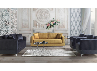 Sofagarnitur 3+2+1+1 Sitzer Textil Modern Komplett Sessel Sofa 3 Sitzer Luxus