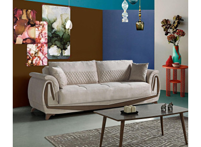 Luxus 3 Sitzer Sofa Wohnzimmer Möbel Elegant Sofa 230cm Textil Beige Neu