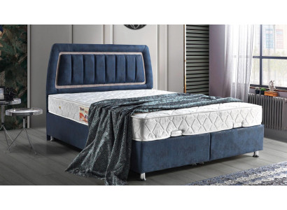 Bett Design Betten Luxus Bettkasten Polster Schlafzimmer Möbel Modern Blau