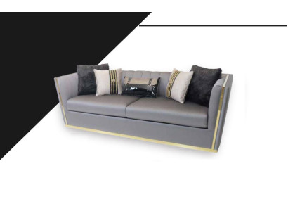 Grauer Dreisitzer Sofa Couch Polster Möbel Einrichtung 250cm xxl Couchen