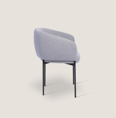 Grauer Polsterstuhl mit Armlehnen Designer Einsitzer Wohnzimmer Stühle