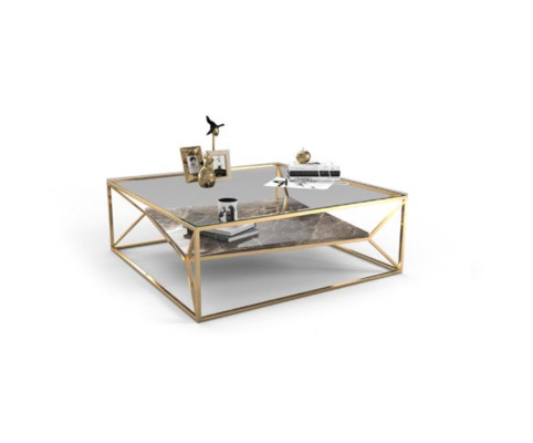 Moderner Marmor Wohnzimmer Couchtisch Luxus Edelstahl Tisch Glasplatte
