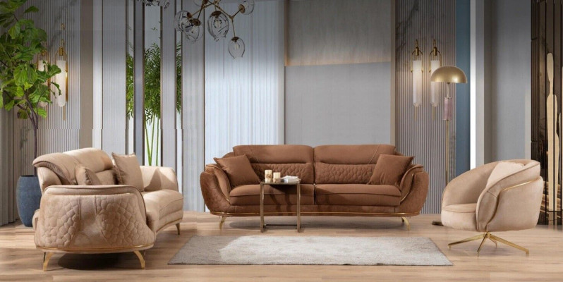 Sofagarnitur in Italienischem Stil Komplett Set 3+3+1+1 Sitzer Garnitur