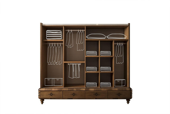 Moderner Kleiderschrank Luxus Schrank Holz Schränke Braun Schlafzimmer