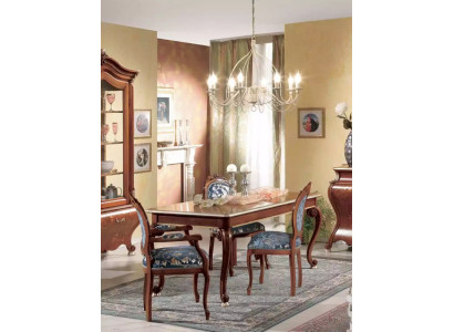 Klassischer Esszimmer Set Luxus Tisch 2x Armlehnenstühle Holz Gruppe 5tlg