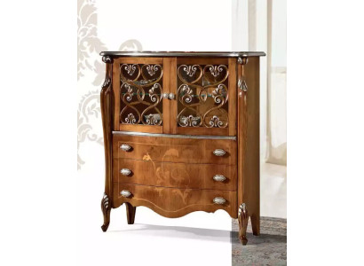 Klassische Braune Antik Stil Kommode 3x Schubladen Wohnzimmer Stauraum