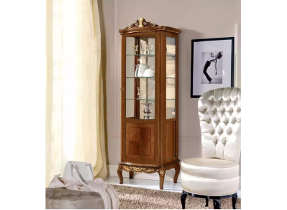 Klassische Hochwertige Braune Vitrine Glas Schrank Echtholz Möbel Design