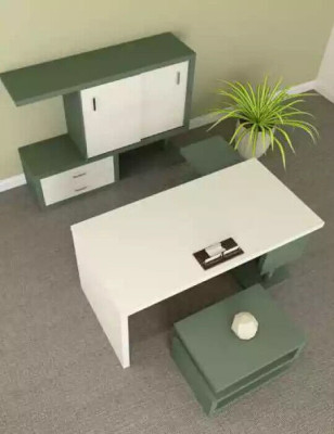 Moderne exklusive Bürogarnitur Holzmöbel Schreibtisch Aktenschrank Couchtisch