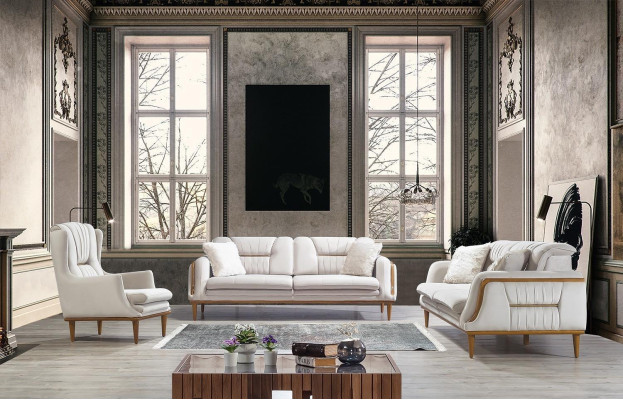 Modernes weißes Luxussofa für Wohnzimmer und 1 Sitzer Sessel