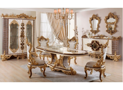 Luxuriöses Esszimmer Set Klassische Essgruppe Holz Möbel Stil Design