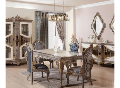Designer Klassischer Esszimmer Set Stuhlgruppe Esstisch Garnitur 5tlg