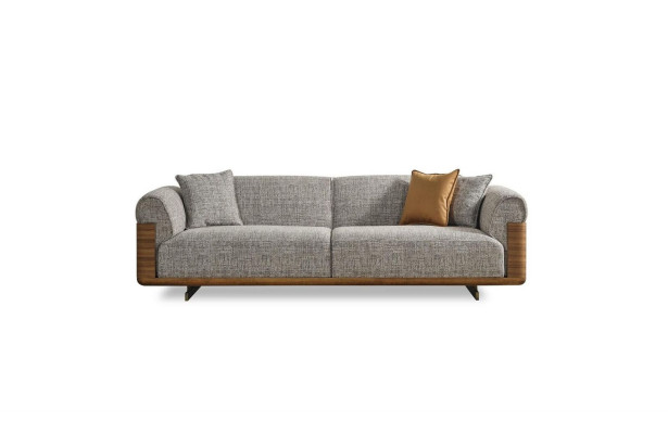 Polstersofa Couchgarnitur Sofagarnitur Komplette Braun Stoff Stoffsofa