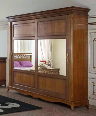 Schlafzimmermöbel Kleiderschrank mit Spiegel Massivholz Design Italien