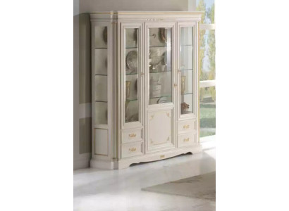 Klassische Vitrine Luxus Weiß Schrank Holz Italienische Stil Möbel Glas