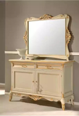 Luxus Sideboard Spiegel 2tlg Kommoden Wohnzimmer Design Möbel Beige