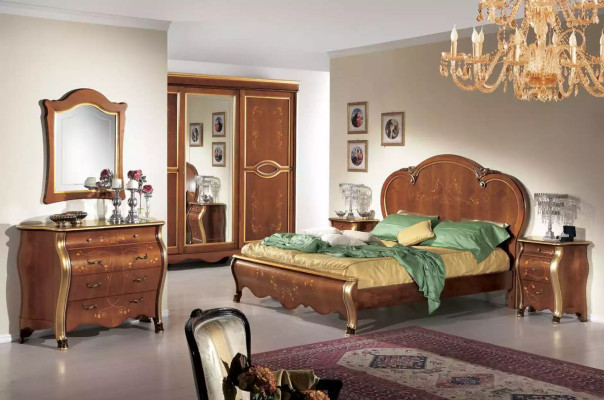 Schlafzimmer Möbel Kommode mit Spiegel Luxus klassische Möbel Set 2tlg