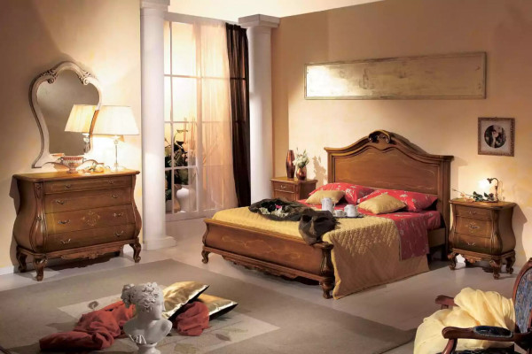 Holzdoppelbett im klassischen Stil Luxuriöses Schlafzimmer design Betten